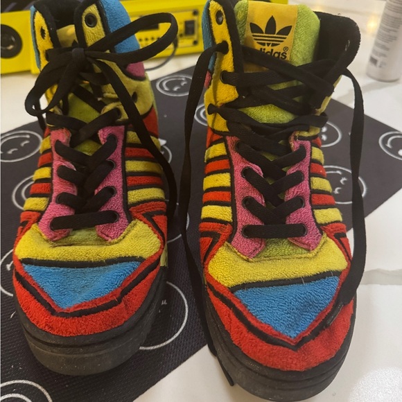 Adidas RaRe JEREMY SCOTT  Sneakers CHENILLE Shoes teddy Mens sz 9.5 fun - Picture 7 of 9
